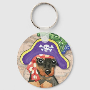 Miniature Pinscher Pirate Key Ring