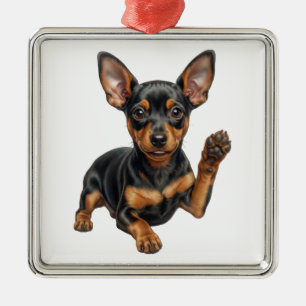 Miniature Pinscher Puppy Min Pin Dog Dad Mum Hello Metal Ornament