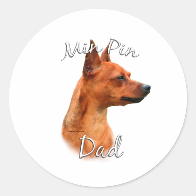 Miniature Pinscher (rust) Dad 2 Classic Round Sticker (Front)