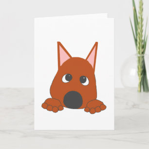Miniature Pinscher Rust Peeking Cartoon Card