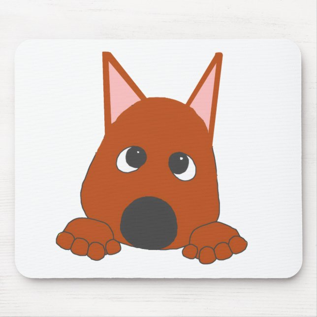 Miniature Pinscher Rust Peeking Cartoon Mouse Pad (Front)