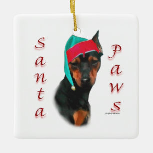 Miniature Pinscher Santa Paws Ceramic Ornament