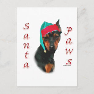 Miniature Pinscher Santa Paws Holiday Postcard