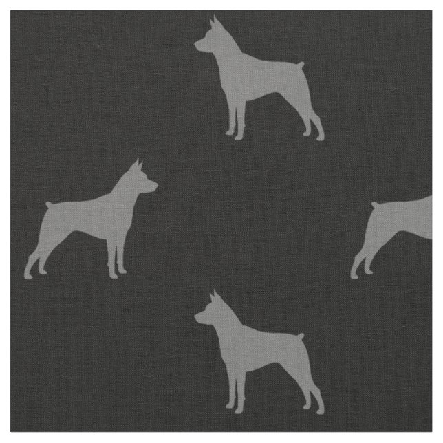 Miniature Pinscher Silhouettes MinPins Patterned Fabric (Close Up)