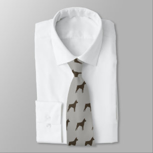 Miniature Pinscher Silhouettes Pattern MinPin Dogs Tie