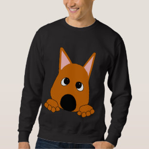 Miniature Pinscher Stag Red Peeking Cartoon Sweatshirt