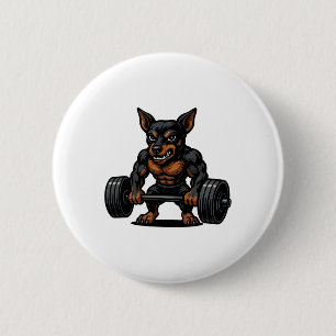 Miniature Pinscher Weightlifting Bodybuilder Worko 6 Cm Round Badge