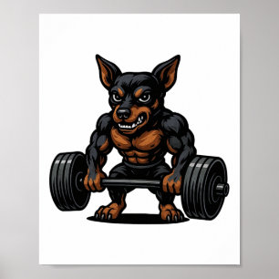 Miniature Pinscher Weightlifting Bodybuilder Worko Poster