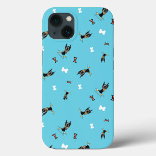Miniature Pinschers Bows and Bones Blue iPhone Case