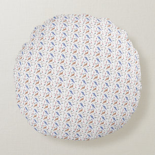 Miniature Playful Dinosaurs Pattern Round Cushion