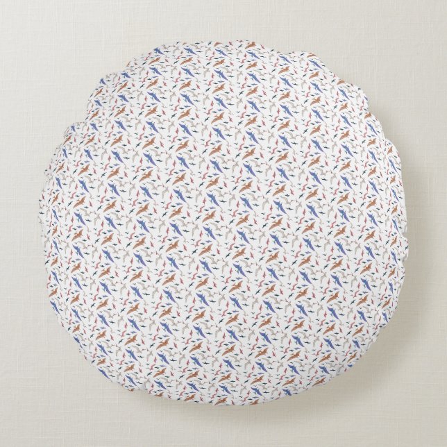 Miniature Playful Dinosaurs Pattern Round Cushion (Front)