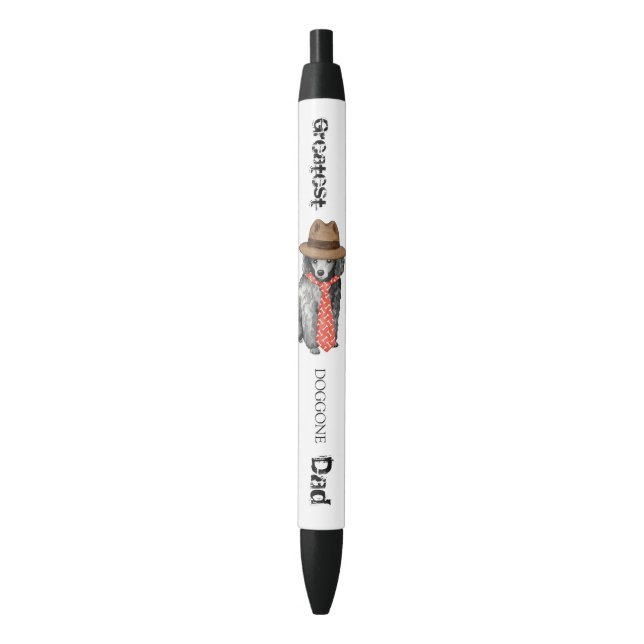 Miniature Poodle Dad Black Ink Pen (Front Vertical)