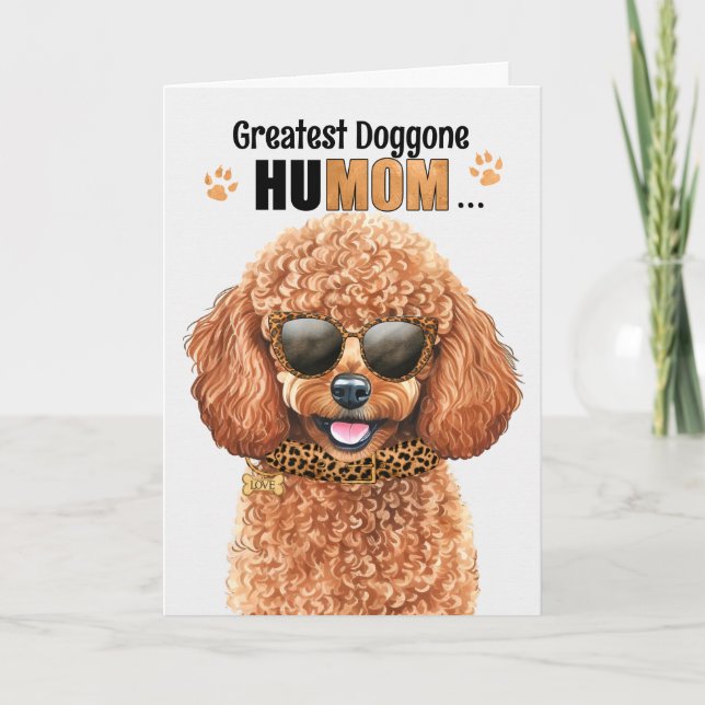 Miniature Poodle Dog Greatest HuMOM Mother's Day Holiday Card (Front)