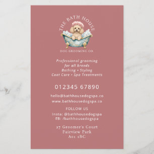 Miniature Poodle Dog Grooming Flyer - Pink