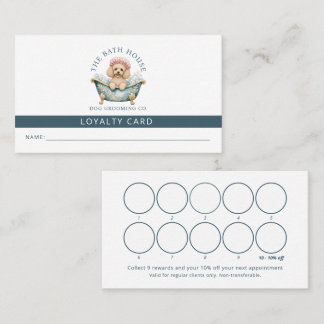 Miniature Poodle Dog Grooming Loyalty Card