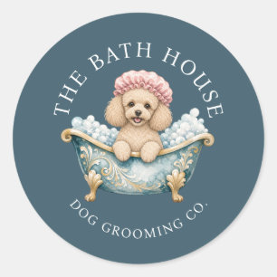 Miniature Poodle Dog Grooming Stickers Teal