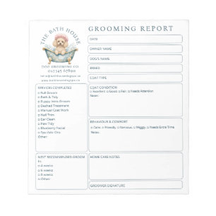 Miniature Poodle Grooming Report Card Notepad