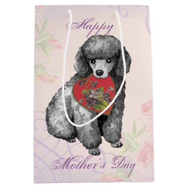 Miniature Poodle Heart Mum Medium Gift Bag (Front)