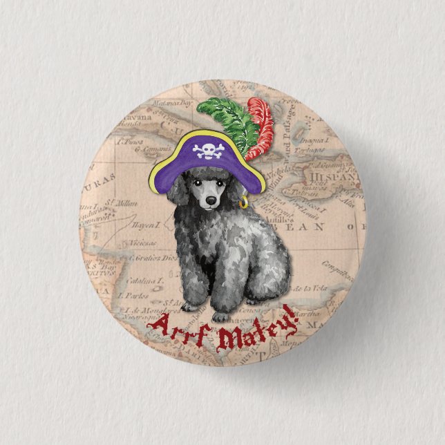 Miniature Poodle Pirate 3 Cm Round Badge (Front)