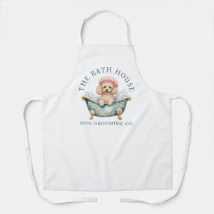 Miniature Poodle White Dog Grooming Apron   Deluxe