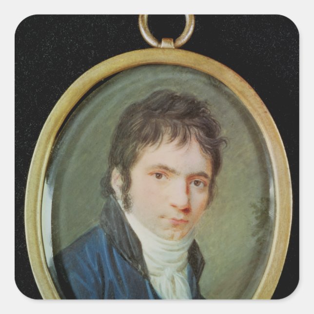 Miniature Portrait of Ludwig Van Beethoven , 1802 Square Sticker (Front)
