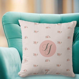 Miniature Roses & Monogram Cushion