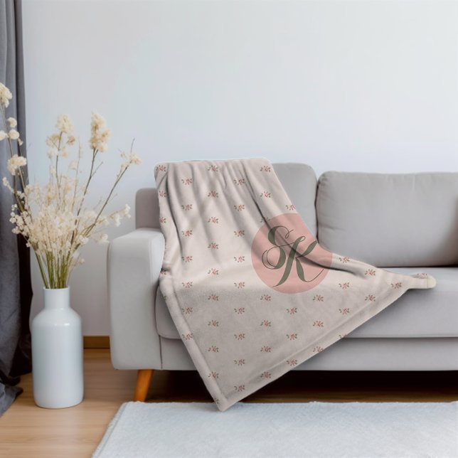 Miniature Roses & Monogram Sherpa Blanket (Creator Uploaded)