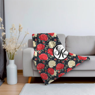 Miniature Roses & Monogram Sherpa Blanket