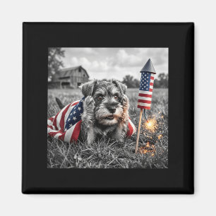 Miniature Schnauzer Aamerican Usa Flag 250 Years Magnet