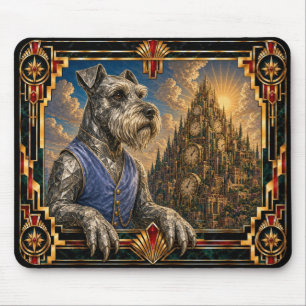 Miniature Schnauzer, Art Deco Dog Mouse Pad