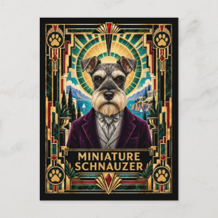 Miniature Schnauzer, Art Deco Dog Postcard