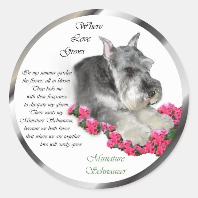 Miniature Schnauzer Art Gifts Classic Round Sticker (Front)