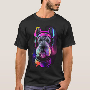 Miniature Schnauzer Astronaut Dog Colourful Space T-Shirt