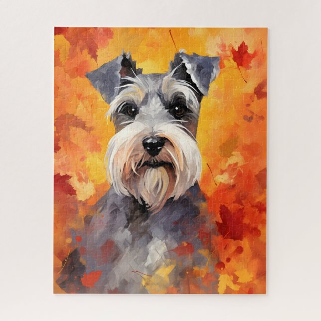 Miniature Schnauzer Autumn Thanksgiving  Jigsaw Puzzle (Vertical)