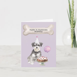 Miniature Schnauzer Birthday Cake Holiday Card