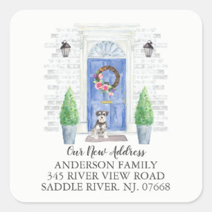 Miniature Schnauzer Blue Door New Address Label
