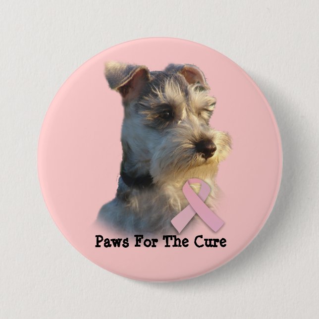 Miniature Schnauzer Breast Cancer Button (Front)