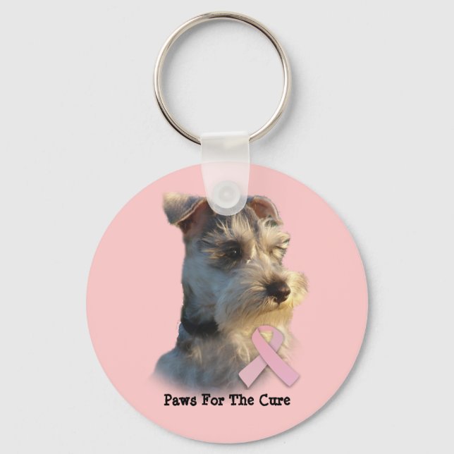Miniature Schnauzer Breast Cancer Keychain (Front)