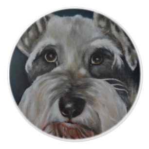 Miniature Schnauzer Ceramic Knob