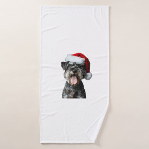 Miniature Schnauzer Christmas  Bath Towel