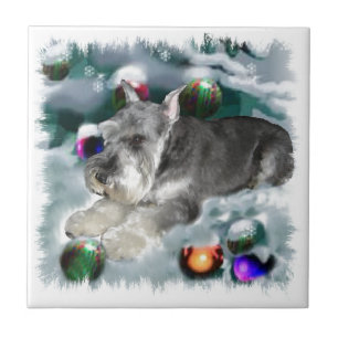 Miniature Schnauzer Christmas Ceramic Tile