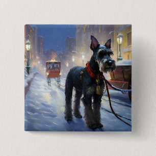 Miniature Schnauzer Christmas Festive Season 15 Cm Square Badge