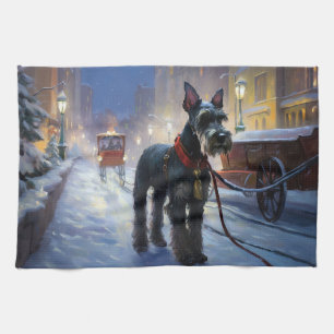 Miniature Schnauzer Christmas Festive Season Tea Towel