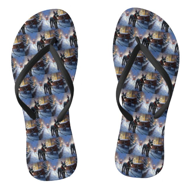 Miniature Schnauzer Christmas Festive Season Thongs (Footbed)