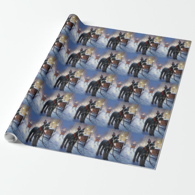 Miniature Schnauzer Christmas Festive Season Wrapping Paper (Unrolled)