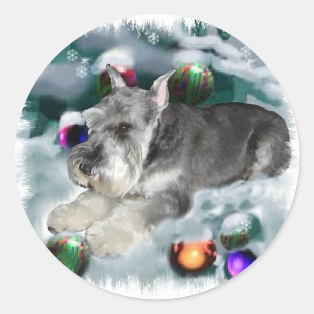 Miniature Schnauzer Christmas Gifts Classic Round Sticker (Front)