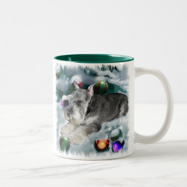 Miniature Schnauzer Christmas Gifts Two-Tone Coffee Mug (Right)