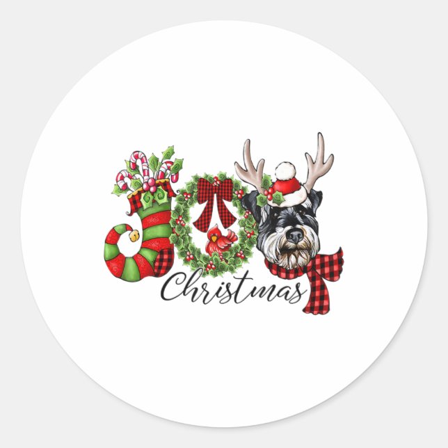 Miniature Schnauzer Christmas Lights Santa Xmas Do Classic Round Sticker (Front)