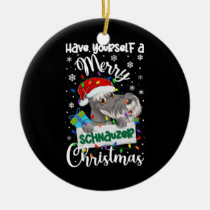 Miniature Schnauzer Christmas Mini Schnauzer Xmas Ceramic Ornament
