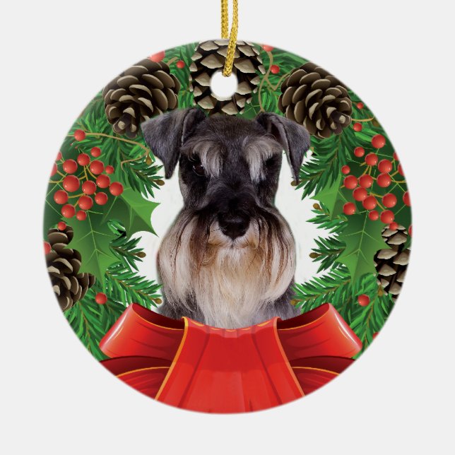 Miniature Schnauzer Christmas Ornament (Front)